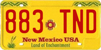 NM license plate 883TND