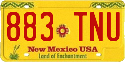 NM license plate 883TNU