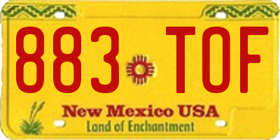 NM license plate 883TOF