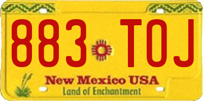 NM license plate 883TOJ
