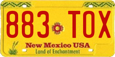 NM license plate 883TOX