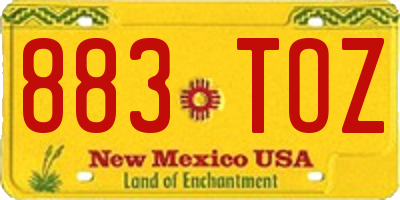 NM license plate 883TOZ