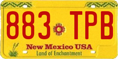 NM license plate 883TPB