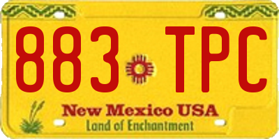 NM license plate 883TPC