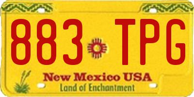 NM license plate 883TPG