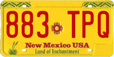 NM license plate 883TPQ