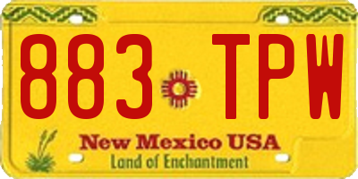 NM license plate 883TPW