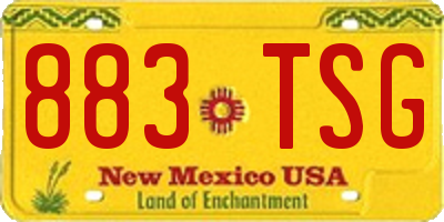 NM license plate 883TSG