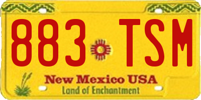 NM license plate 883TSM