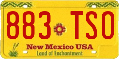 NM license plate 883TSO