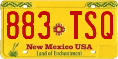 NM license plate 883TSQ