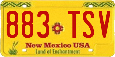 NM license plate 883TSV
