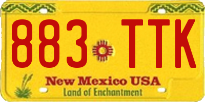 NM license plate 883TTK