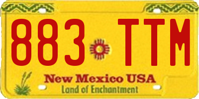 NM license plate 883TTM