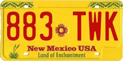NM license plate 883TWK