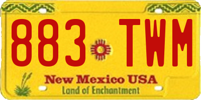 NM license plate 883TWM