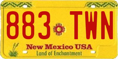 NM license plate 883TWN