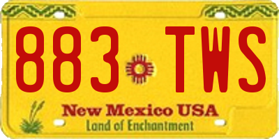 NM license plate 883TWS