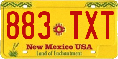 NM license plate 883TXT