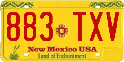 NM license plate 883TXV