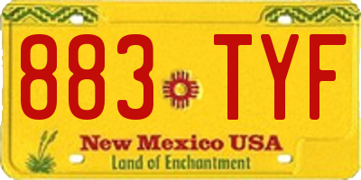NM license plate 883TYF