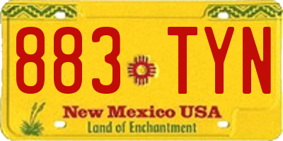 NM license plate 883TYN