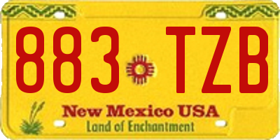 NM license plate 883TZB