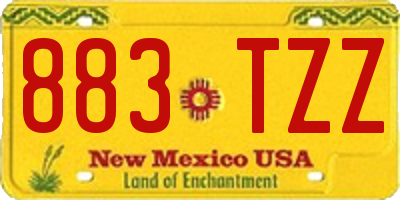 NM license plate 883TZZ