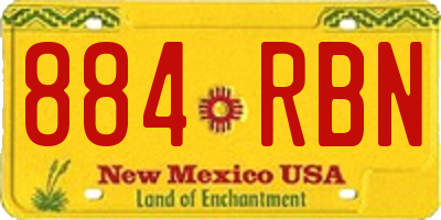 NM license plate 884RBN