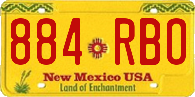NM license plate 884RBO