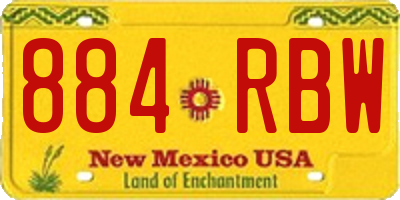 NM license plate 884RBW