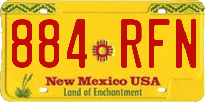 NM license plate 884RFN