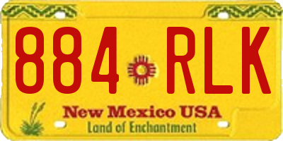NM license plate 884RLK
