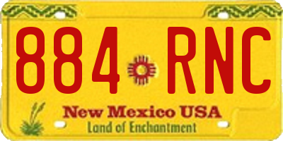 NM license plate 884RNC