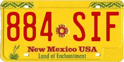 NM license plate 884SIF