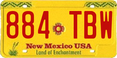 NM license plate 884TBW