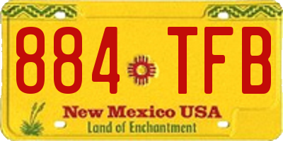 NM license plate 884TFB