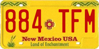 NM license plate 884TFM