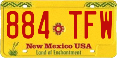 NM license plate 884TFW