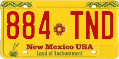 NM license plate 884TND