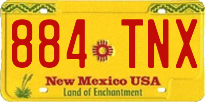 NM license plate 884TNX
