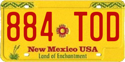 NM license plate 884TOD