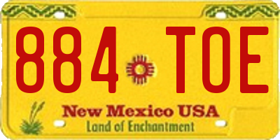 NM license plate 884TOE