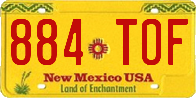 NM license plate 884TOF