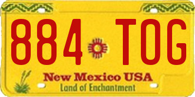 NM license plate 884TOG