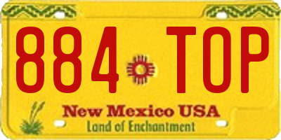 NM license plate 884TOP