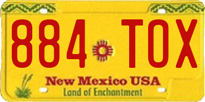 NM license plate 884TOX