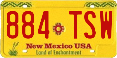 NM license plate 884TSW