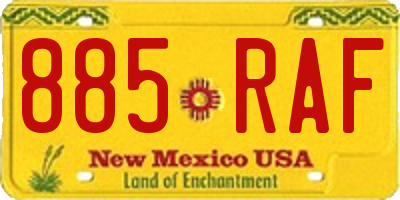 NM license plate 885RAF