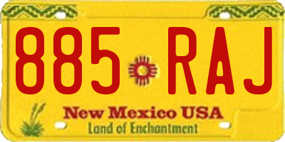 NM license plate 885RAJ